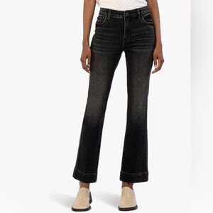 Kut From The Kloth Size 6 Jeans High Rise Fab Ab Ankle Flare Black Dark Wash Hot